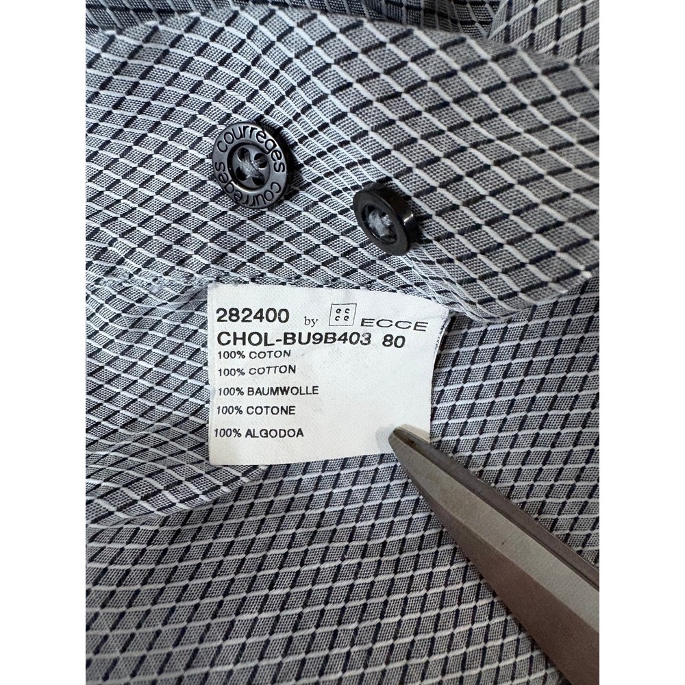 Courreges  Mens Grey Geometric Diamond Button Down Shirt Size 42 L - Picture 7 of 9